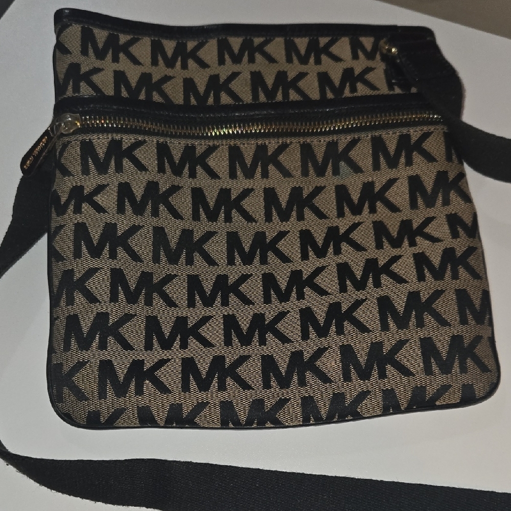 Michael Kors Black and Brown Logo Messenger Bag